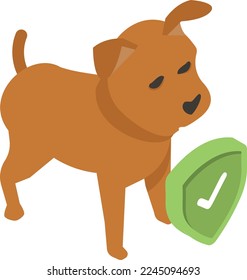 Pet insurance isometric Concept, Animal Wellness and Health Care with Shield Vector Icon Design, Financial loss Protection Symbol, Risk management Sign,