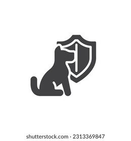 Pet insurance vector icon. filled flat sign for mobile concept and web design. Dog protection shield glyph icon. Symbol, logo illustration. Vector graphics