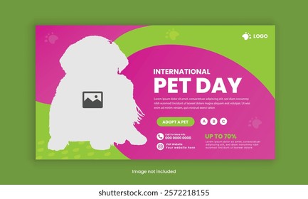 Pet International Day horizontal banner design template or Dog Day Celebrations flat banner design template 