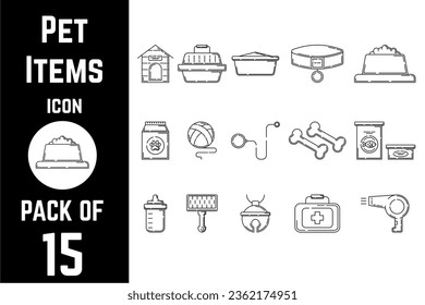 Pet items or products icon pack bundle lineart vector template