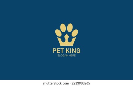 Pet King Logo Design Vector Template, Minimal Pet Royal, King, Crown Logo Design.