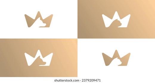 Pet King Logo Design Vector Template, Minimal Pet Royal, King, Luxury Crown Logo Design Illustration.