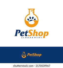 Plantilla de diseño de logotipo de laboratorio de mascotas. Vector de concepto del logotipo de mascotas. Emblem, símbolo creativo, icono