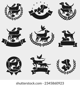 Set für Pet-Label und Icons. Sammlungssymbol-Haustiere. Vektorgrafik