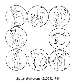 Pet labels set vector format. Pet icons set for pet product stock image