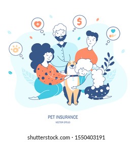 Pet Life Insurance Hand Drawn Flat Vector Illustration