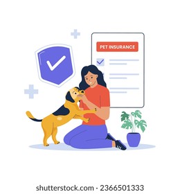 Pet life insurance vector concept. Animal insurance concept. Flat design illustration