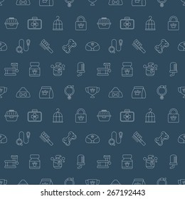 pet line icon pattern set