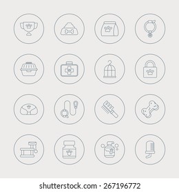 pet line icon set