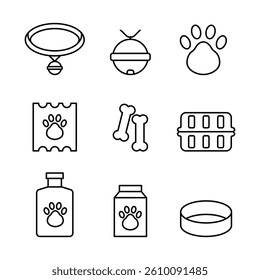 pet line icon set isolated on white background