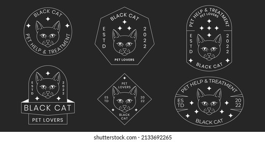 Pet line style logo design set for pet shop, set of Pet logo badge vector isolated in white color