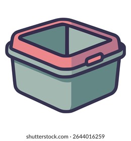 pet litter box clean hygiene flat color vector illustration template design