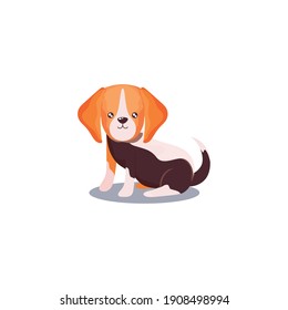 pet, little beagel dog animal domestic white background vector illustration