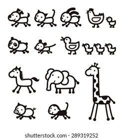 pet, live stock, zoo animal black and white icons