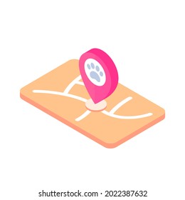 Pet Location Icon, Isometric Design