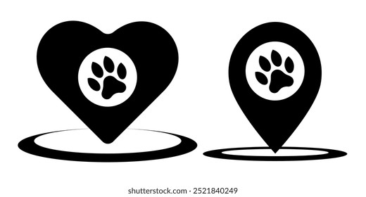 Pet locator icon. Map pointer icon. Vector illustration.