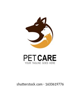 Pet logo , Pet care logo with dog, cat, bird symbols