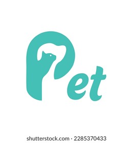 pet logo, cats and dogs, letter p with pet, cat logo, dogs lover, cat illustration, puppy illustration, kitten