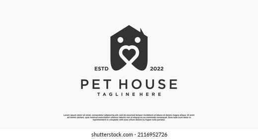 Pet logo concept with love and house concept Premium Vector