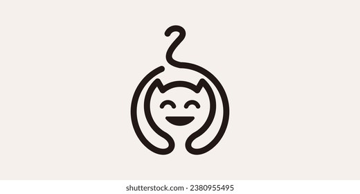 pet logo design with cat elements made using a minimalist line style.