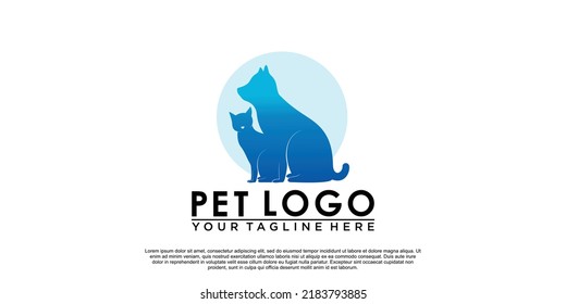 Pet logo design with creative unique style Premium Vector