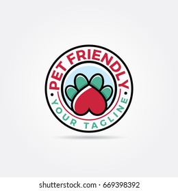 Pet logo design. Dog, animal clinic, pet care center. Paw vector logo.