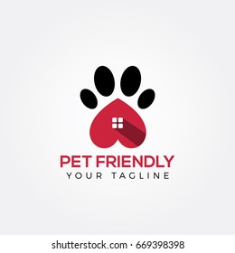 Pet logo design. Dog, animal clinic, pet care center. Paw vector logo.