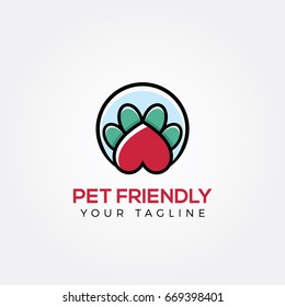 Pet logo design. Dog, animal clinic, pet care center. Paw vector logo.