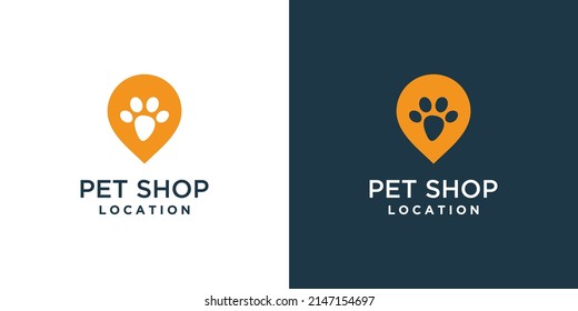 Pet logo design with love and location concept Premium Vector
