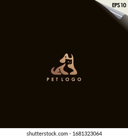 Diseño Con Logotipo De Mascota Con Color Dorado Gradiente De Lujo. Plantilla de logotipo de mascotas. Diseño moderno. Logo plano. Ilustración vectorial