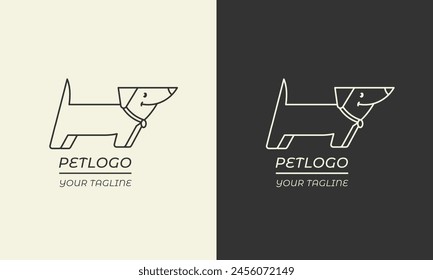 Diseño de logotipo de mascotas. Diseño de Plantilla de logotipo de perro lindo. Infografía de icono de logotipo para veterinarios, refugio para mascotas, adopción de mascotas y caridad animal. Ilustración gráfica de Vector EPS 10. Trazo editable.