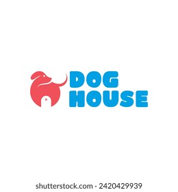 Pet Logo, Dog House Logo, Dog Symbol, Pet Shop Logo Template, Modern, Minimalistic, Negative Space