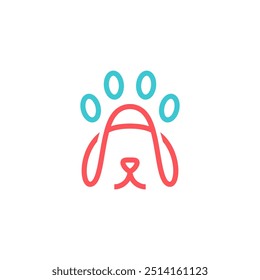 Logo für Haustiere, mit Hundeform und Hundefußabdrücken
