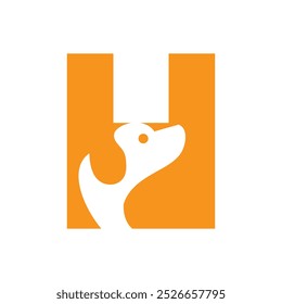 Logotipo del animal doméstico en la letra H Plantilla de Vector. Logotipo del perro