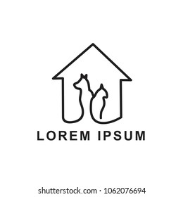 pet logo template. minimalist dot and cat logo. 