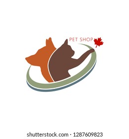 pet logo template on white backgorund. Cat and Dog