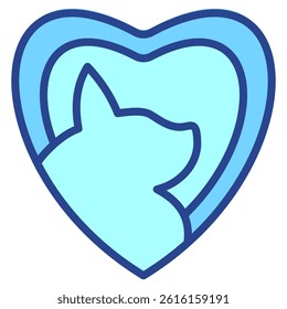 Pet Love Blue Outline Icon