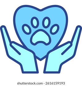 Pet Love Blue Outline Icon