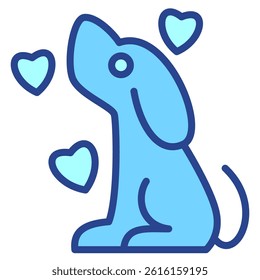 Pet Love Blue Outline Icon