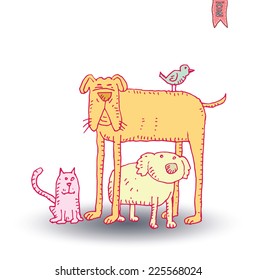 pet love card,vector illustration.