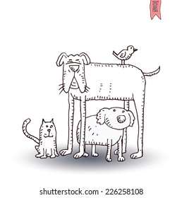 pet love card,vector illustration.