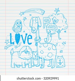 pet love card,vector illustration.