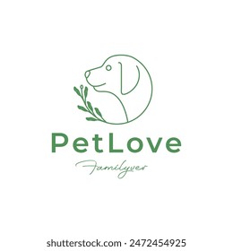 pet love dog care animal friendship modern line logo design vector