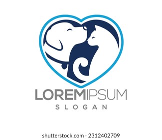 pet love, dog and cat, fur, happy, illustration, kitten, kitty, logo, love, paw, pet, puppy, shop, sitting, small, vector, veterinarian, veterinary, pet logo, pet care