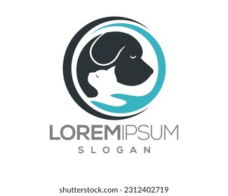 pet love, dog and cat, fur, happy, illustration, kitten, kitty, logo, love, paw, pet, puppy, shop, sitting, small, vector, veterinarian, veterinary, pet logo, pet care