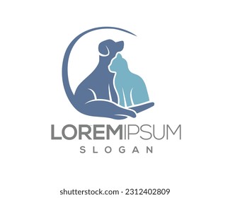 pet love, dog and cat, fur, happy, illustration, kitten, kitty, logo, love, paw, pet, puppy, shop, sitting, small, vector, veterinarian, veterinary, pet logo, pet care