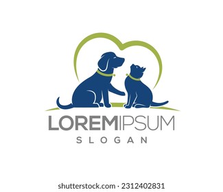 pet love, dog and cat, fur, happy, illustration, kitten, kitty, logo, love, paw, pet, puppy, shop, sitting, small, vector, veterinarian, veterinary, pet logo, pet care