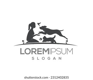 pet love, dog and cat, fur, happy, illustration, kitten, kitty, logo, love, paw, pet, puppy, shop, sitting, small, vector, veterinarian, veterinary, pet logo, pet care