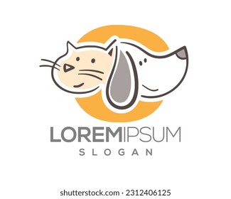 pet love, dog and cat, fur, happy, illustration, kitten, kitty, logo, love, paw, pet, puppy, shop, sitting, small, vector, veterinarian, veterinary, pet logo, pet care