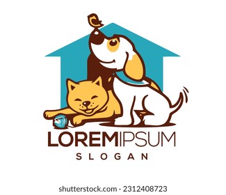 pet love, dog and cat, fur, happy, illustration, kitten, kitty, logo, love, paw, pet, puppy, shop, sitting, small, vector, veterinarian, veterinary, pet logo, pet care